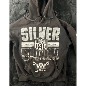 RAIDERS SILVER BLACK Hoodie Men's Large R4L Nation Respect Distressed
